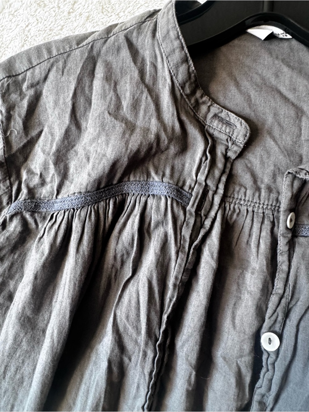 Zara Cotton Lightweight Pintuck Shirt Tunic M Pocket Top Dress Boho Cottagecore - Picture 7 of 15